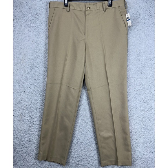 Van Heusen Mens Traveler Chino Pants‎ 36X30 Brown Straight Leg Flat Front NEW - Picture 1 of 9